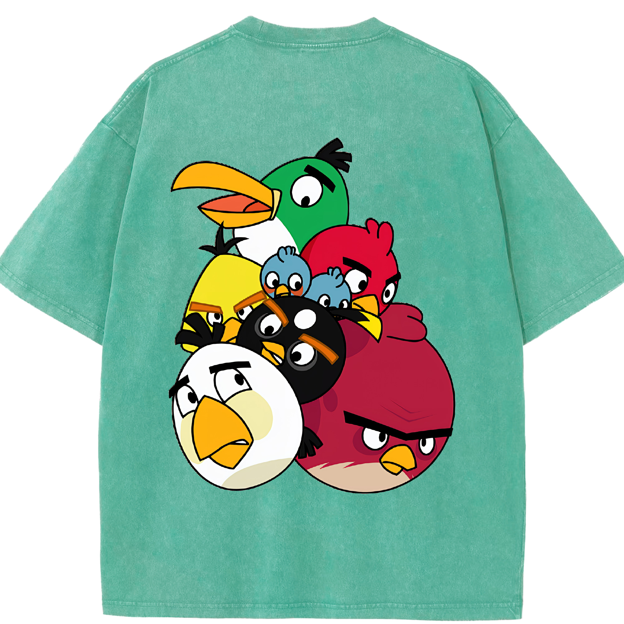 （画像用） Angry Birds アングリーバード 綿100% ヴィンテージ風 半袖Tシャツ（背面プリント）